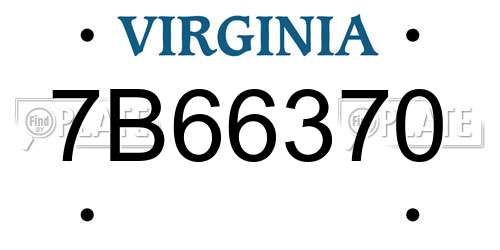 7B66370 Virginia License Plate