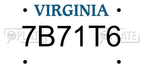 7B71T6 Virginia License Plate