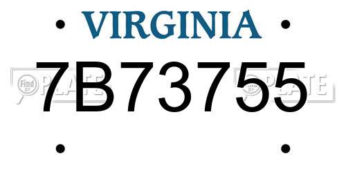 7B73755 Virginia License Plate