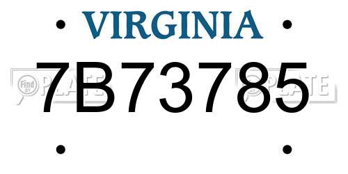 7B73785 Virginia License Plate