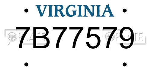 7B77579 Virginia License Plate