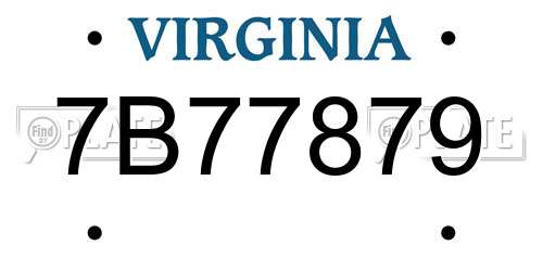7B77879 Virginia License Plate