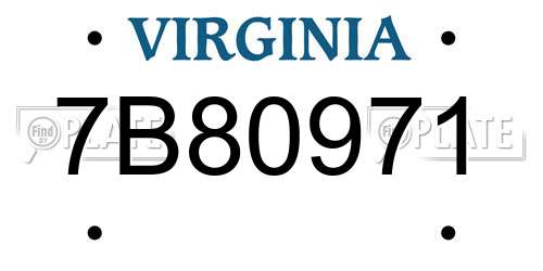 7B80971 Virginia License Plate