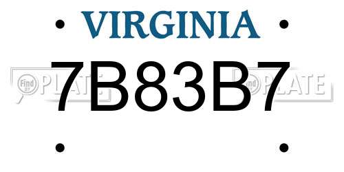 7B83B7 Virginia License Plate