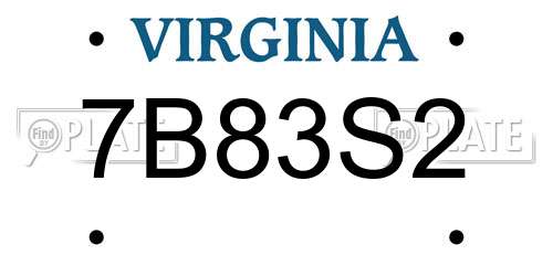 7B83S2 Virginia License Plate