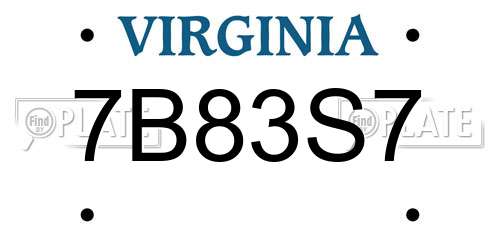 7B83S7 Virginia License Plate