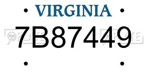 7B87449 Virginia License Plate