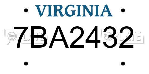 7BA2432 Virginia License Plate
