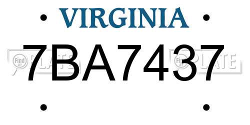 7BA7437 Virginia License Plate