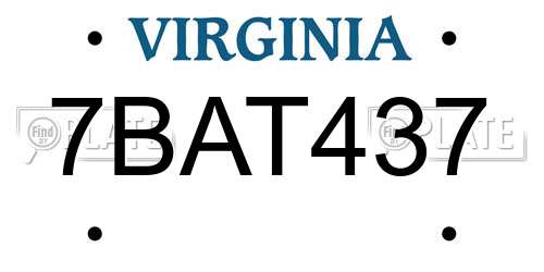 7BAT437 Virginia License Plate