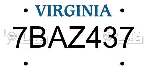 7BAZ437 Virginia License Plate