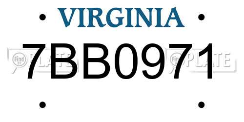 7BB0971 Virginia License Plate