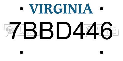 7BBD446 Virginia License Plate