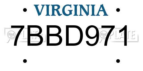 7BBD971 Virginia License Plate
