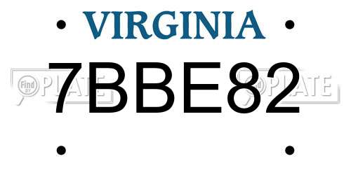 7BBE82 Virginia License Plate
