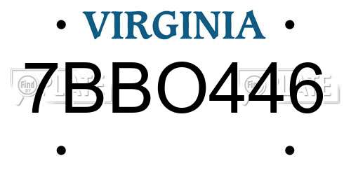 7BBO446 Virginia License Plate