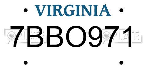 7BBO971 Virginia License Plate