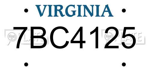 7BC4125 Virginia License Plate