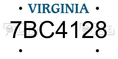 7BC4128 Virginia License Plate