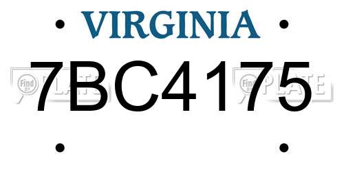 7BC4175 Virginia License Plate