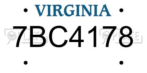 7BC4178 Virginia License Plate