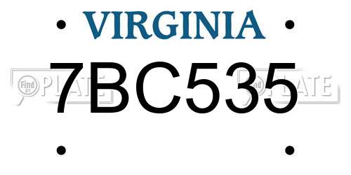 7BC535 Virginia License Plate