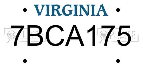 7BCA175 Virginia License Plate