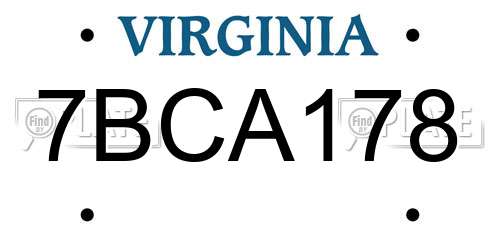 7BCA178 Virginia License Plate