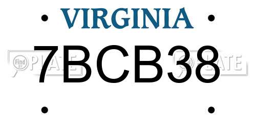7BCB38 Virginia License Plate