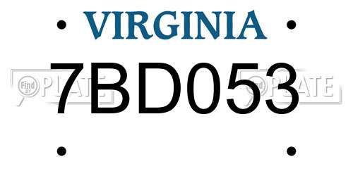 7BD053 Virginia License Plate