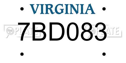 7BD083 Virginia License Plate