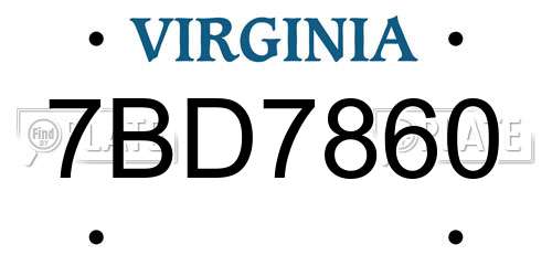 7BD7860 Virginia License Plate