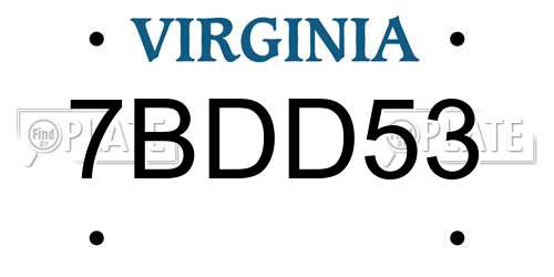7BDD53 Virginia License Plate