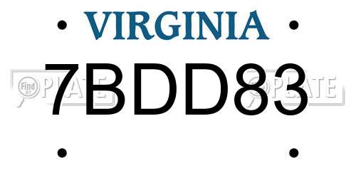 7BDD83 Virginia License Plate