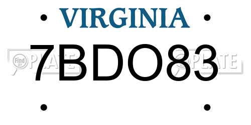 7BDO83 Virginia License Plate