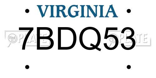 7BDQ53 Virginia License Plate