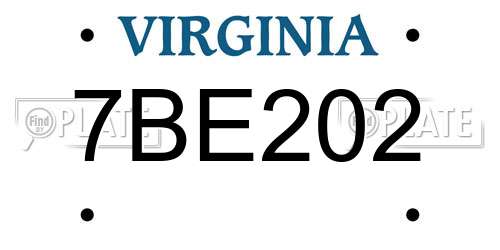 7BE202 Virginia License Plate