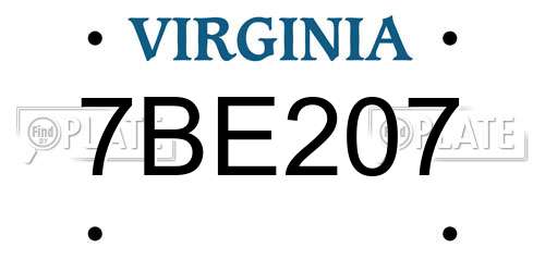 7BE207 Virginia License Plate