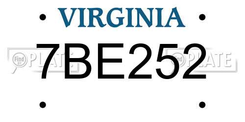 7BE252 Virginia License Plate