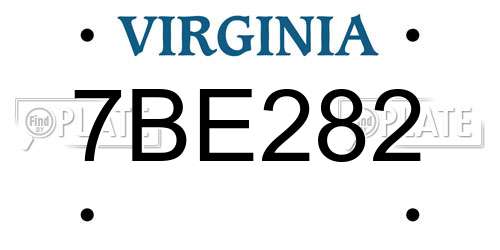 7BE282 Virginia License Plate