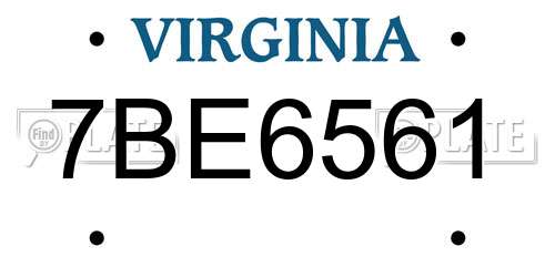 7BE6561 Virginia License Plate