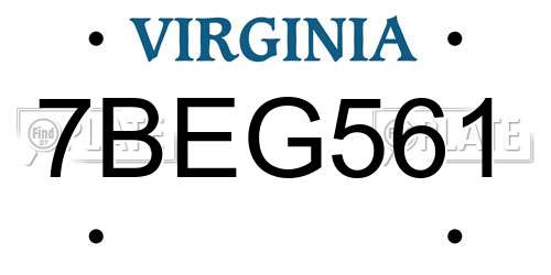 7BEG561 Virginia License Plate