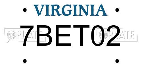 7BET02 Virginia License Plate