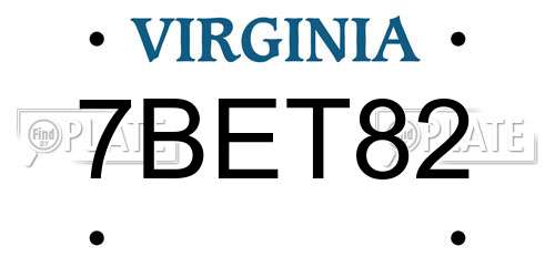 7BET82 Virginia License Plate