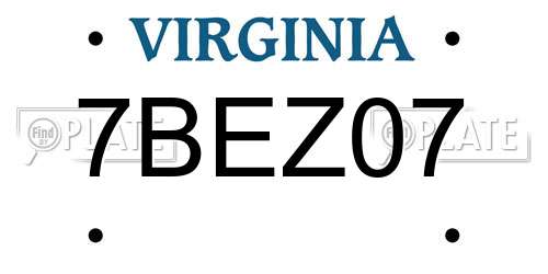 7BEZ07 Virginia License Plate