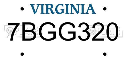 7BGG320 Virginia License Plate