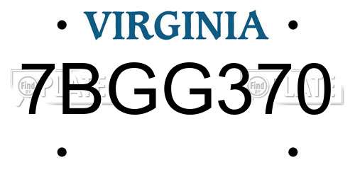 7BGG370 Virginia License Plate