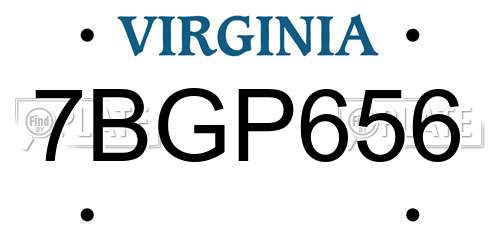 7BGP656 Virginia License Plate