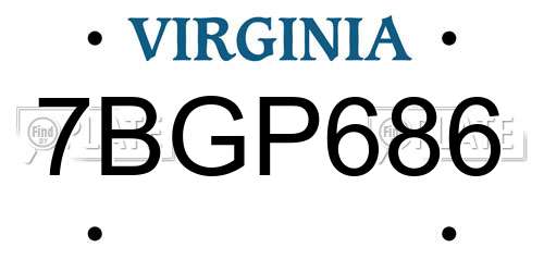 7BGP686 Virginia License Plate
