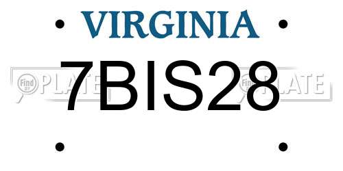 7BIS28 Virginia License Plate